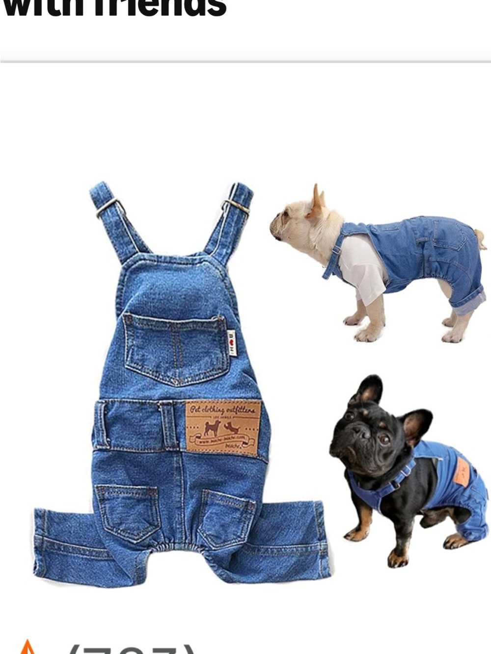 NEW Blue Denim stretch cotton Dog Overalls - Casual Pet Jumpsuit size XL